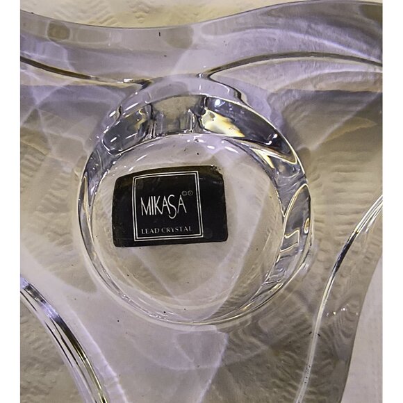 Mikasa Lead Crystal Waves Triangular Votive Tealight Holder - Picture 4 of 5